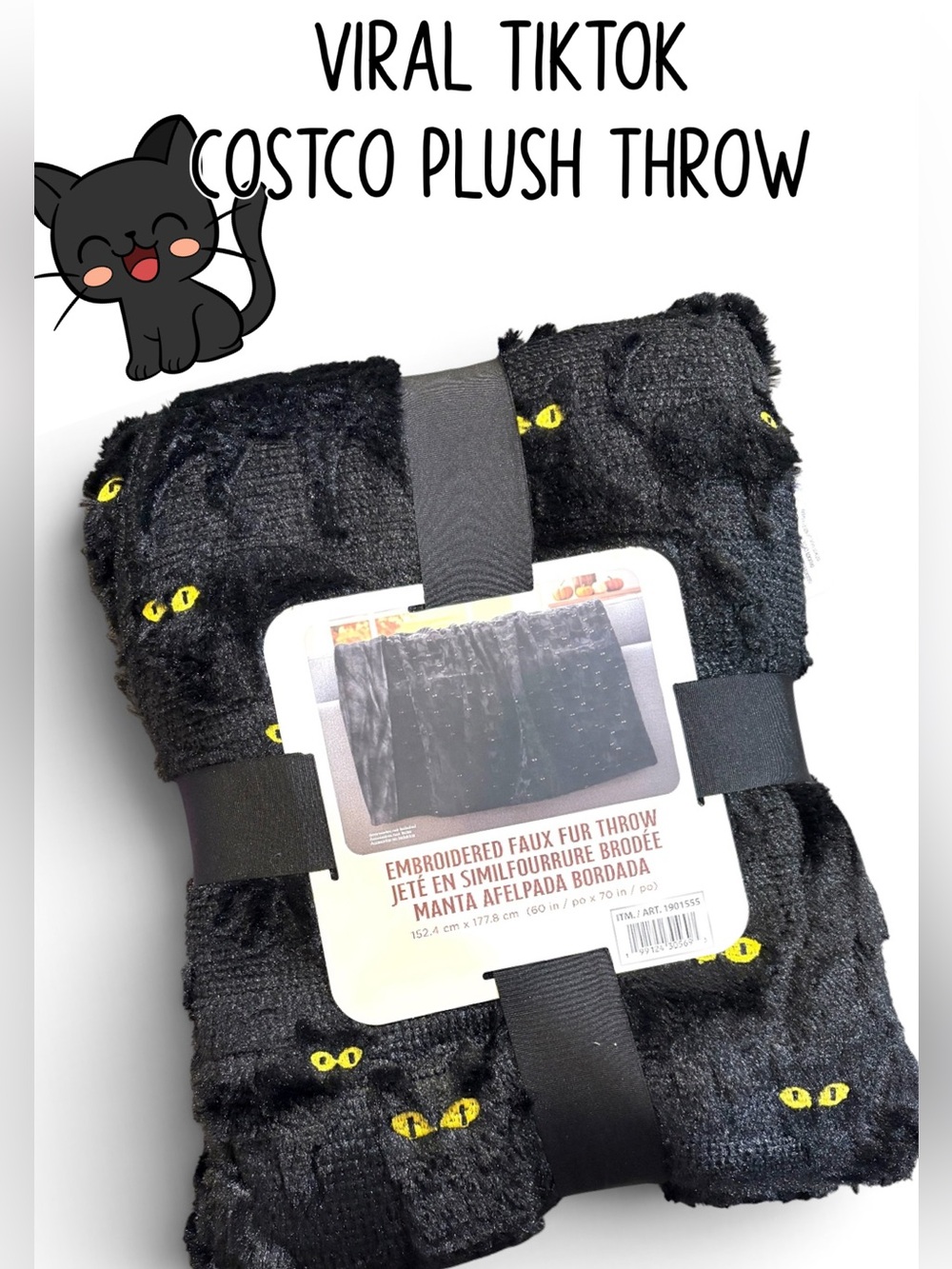 🐈‍⬛ Viral Tiktok Plush Throw “Black Cat”/ Costco